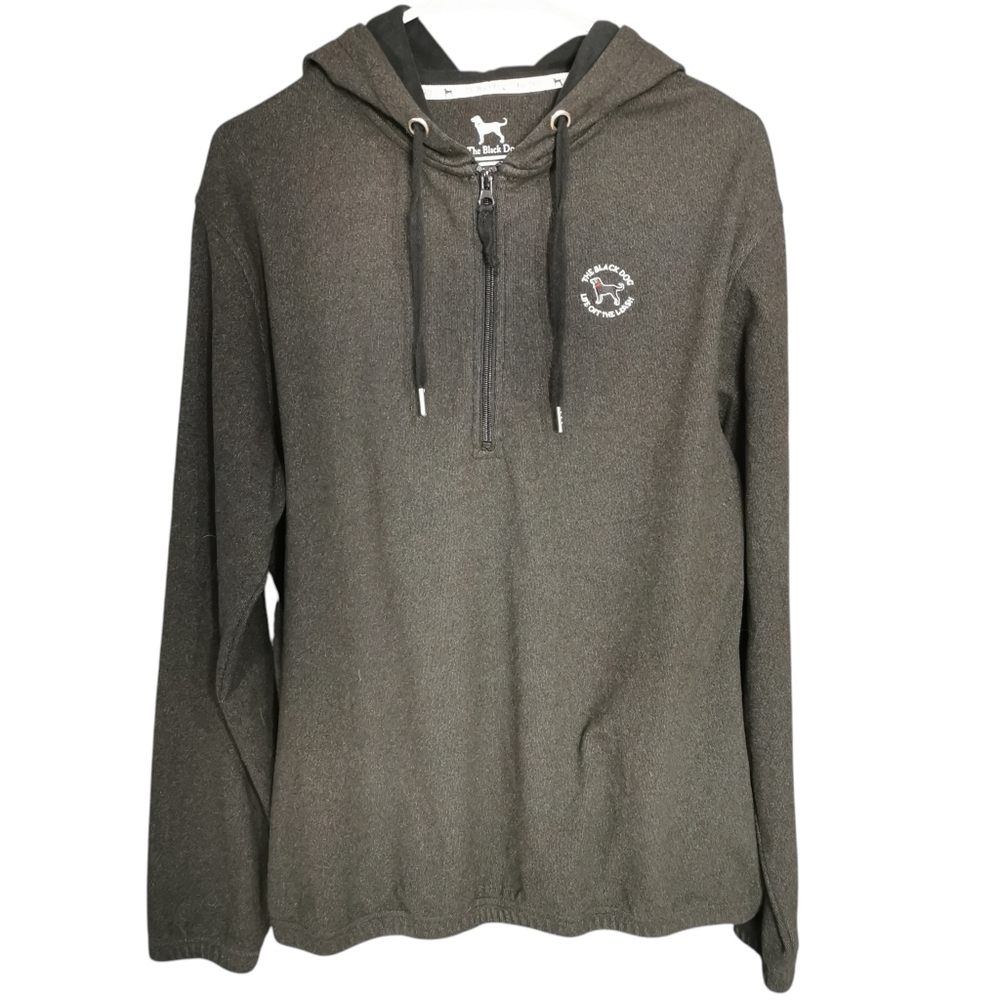 Black Dog Life Off The Leash Charcoal Grey 1/4 Zip Pullover Hoodie Size M